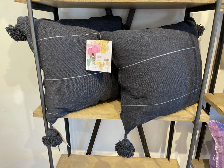 Pair Of Cotton Pom Pom Pillows 15' X 15' Retails $190 [Photo 1]