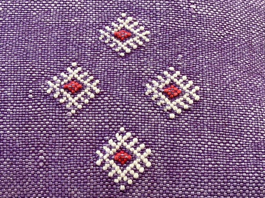 Large Moroccan Handmade Cactus Silk Organic Pillow Purple Apx 34' X 16' Retails $225 [Photo 6]