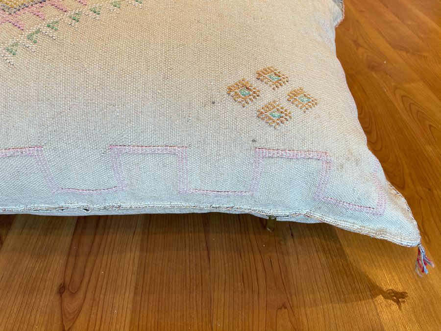 Large Moroccan Handmade Cactus Silk Organic Pillow 30' X 15' Retails $225 [Photo 6]