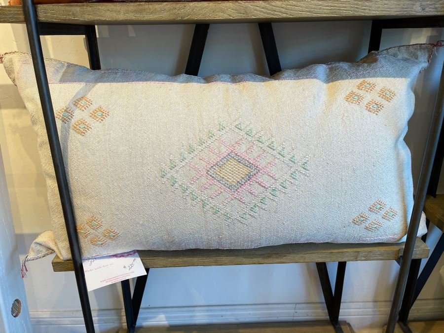 Large Moroccan Handmade Cactus Silk Organic Pillow 30' X 15' Retails $225 [Photo 1]