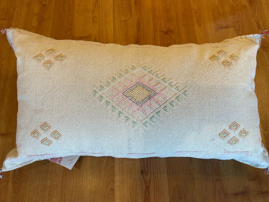 Large Moroccan Handmade Cactus Silk Organic Pillow 30' X 15' Retails $225 [Photo 4]