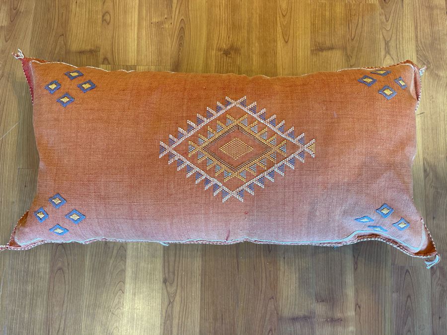 Large Moroccan Handmade Cactus Silk Organic Pillow Retails $225 [Photo 2]