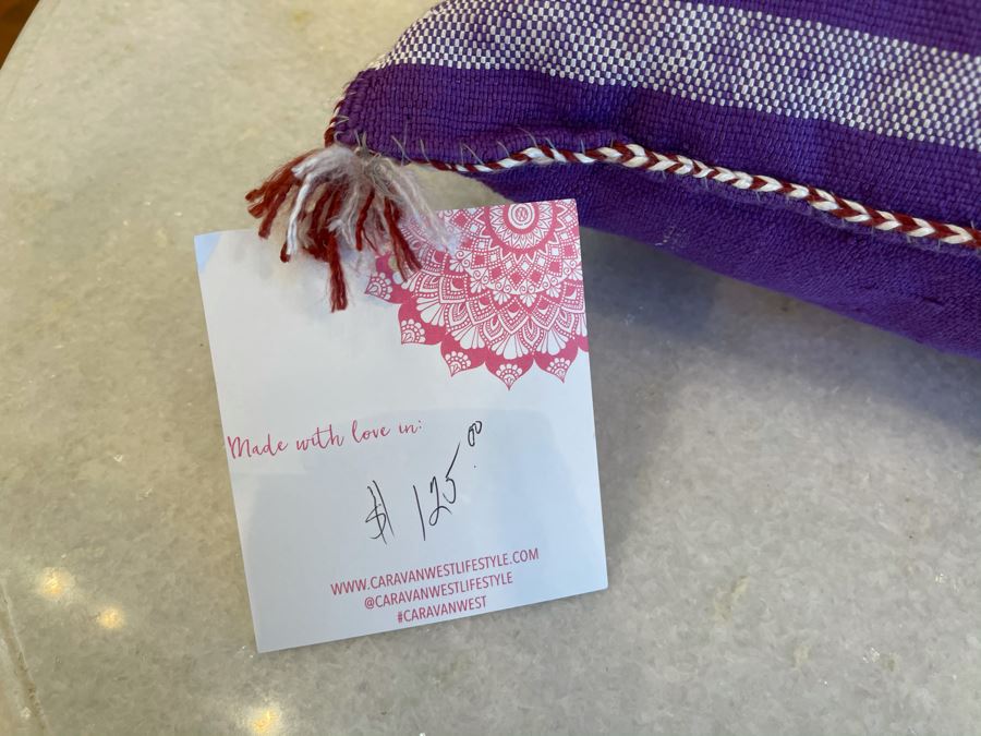 Pair Of Moroccan Handmade Cactus Silk Organic Pillows 17' X 16', 17' X 13' Retails $280 [Photo 9]