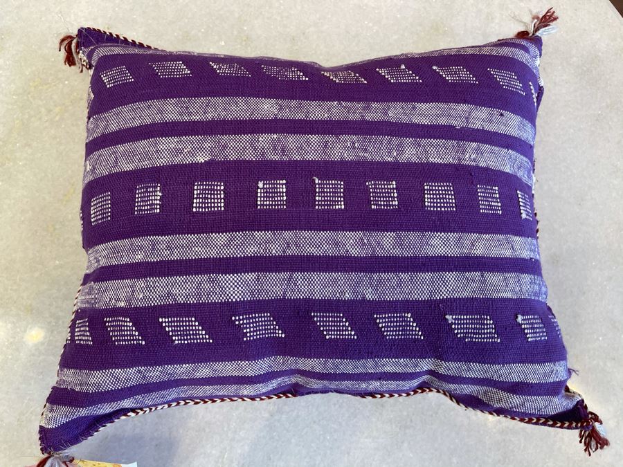 Pair Of Moroccan Handmade Cactus Silk Organic Pillows 17' X 16', 17' X 13' Retails $280 [Photo 8]