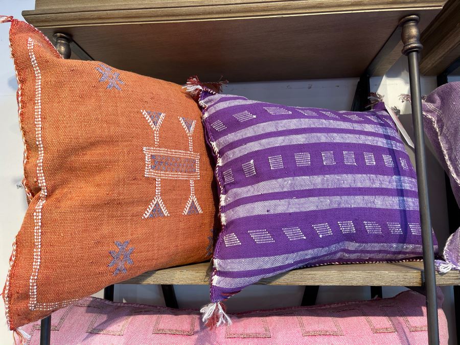 Pair Of Moroccan Handmade Cactus Silk Organic Pillows 17' X 16', 17' X 13' Retails $280 [Photo 1]