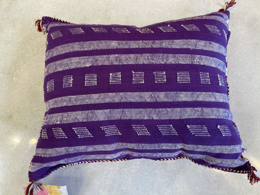 Pair Of Moroccan Handmade Cactus Silk Organic Pillows 17' X 16', 17' X 13' Retails $280 [Photo 7]