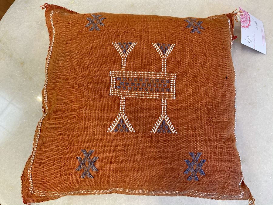 Pair Of Moroccan Handmade Cactus Silk Organic Pillows 17' X 16', 17' X 13' Retails $280 [Photo 3]