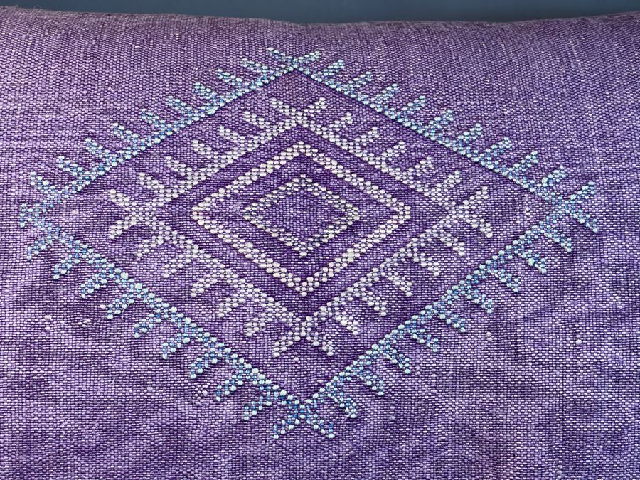 Large Moroccan Handmade Cactus Silk Organic Pillow Retails $225 [Photo 3]