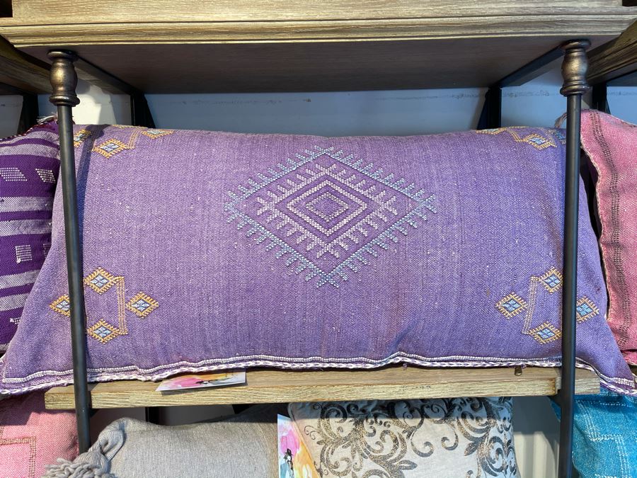 Large Moroccan Handmade Cactus Silk Organic Pillow Retails $225 [Photo 2]