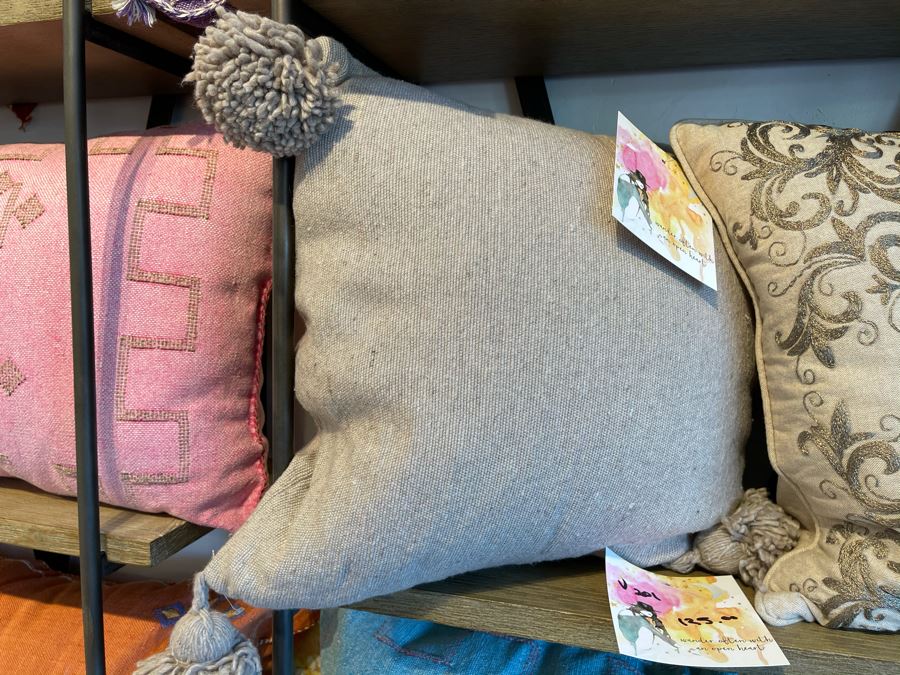 Cotton Pom Pom Pillow 16' X 16' And Embroidered Pillow 14' X 14' [Photo 4]