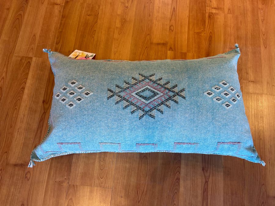 Large Moroccan Handmade Cactus Silk Organic Pillow Retails $225 [Photo 3]