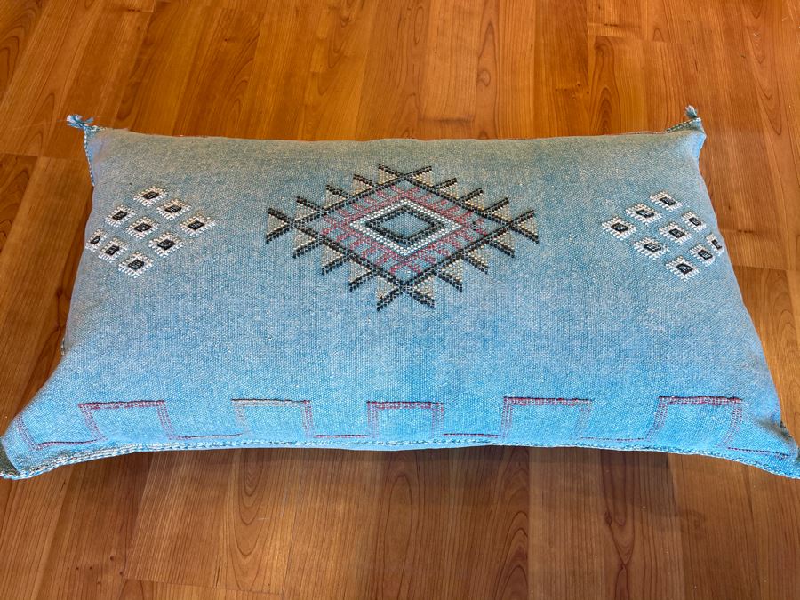 Large Moroccan Handmade Cactus Silk Organic Pillow Retails $225 [Photo 4]