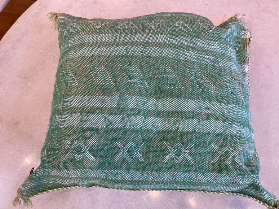 Pair Of Moroccan Handmade Cactus Silk Organic Pillows 17' X 15' Retails $310 [Photo 5]