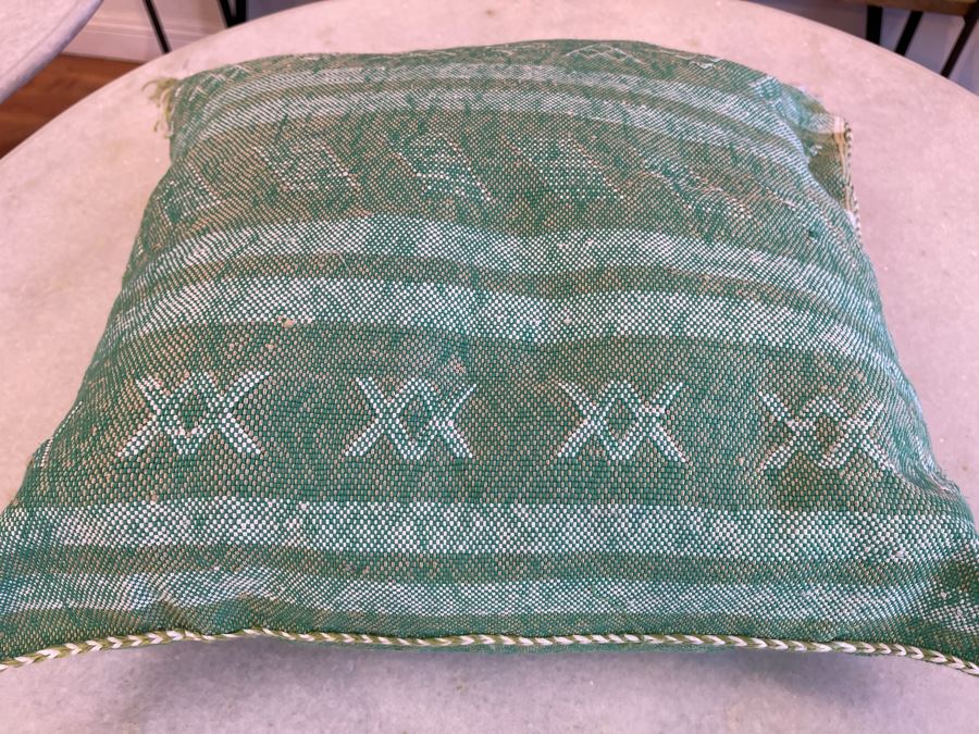 Pair Of Moroccan Handmade Cactus Silk Organic Pillows 17' X 15' Retails $310 [Photo 6]