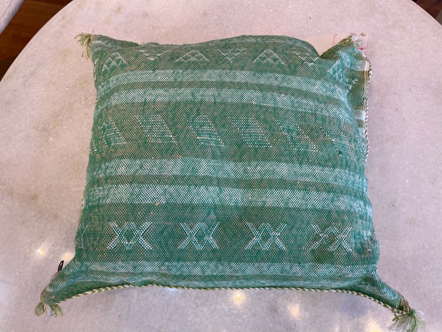 Pair Of Moroccan Handmade Cactus Silk Organic Pillows 17' X 15' Retails $310 [Photo 7]