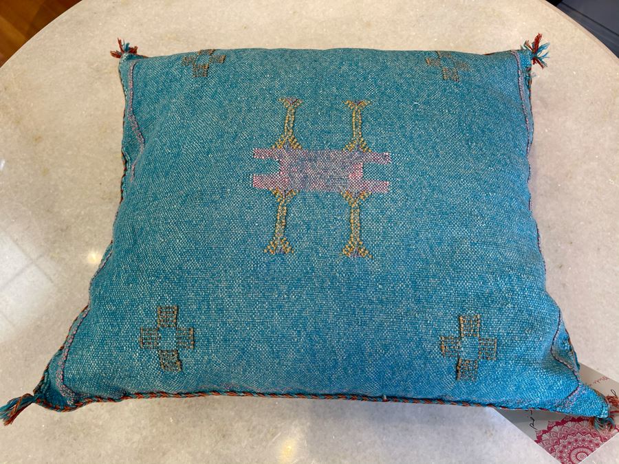 Pair Of Moroccan Handmade Cactus Silk Organic Pillows 17' X 15' Retails $310 [Photo 3]