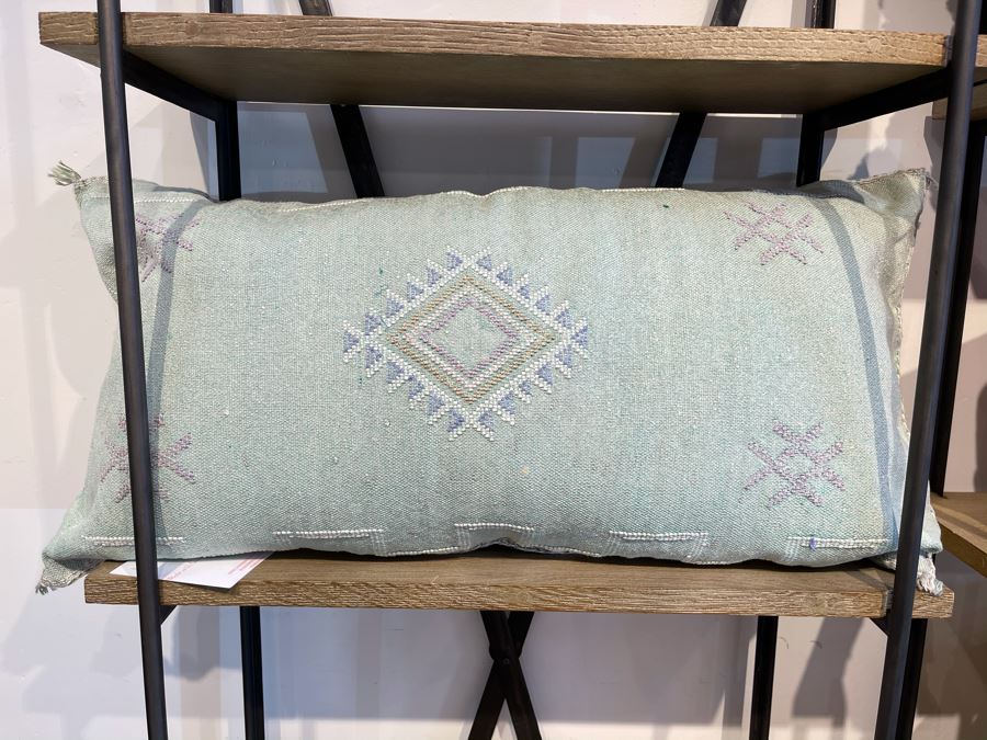 Large Moroccan Handmade Cactus Silk Organic Pillow Retails $225