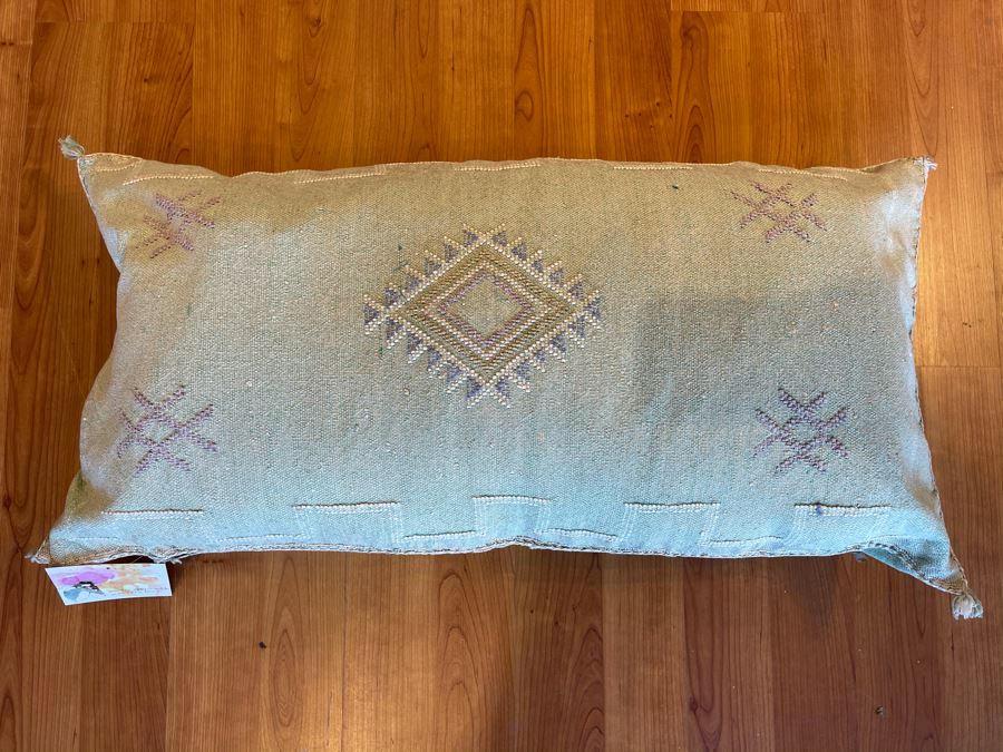 Large Moroccan Handmade Cactus Silk Organic Pillow Retails $225 [Photo 3]