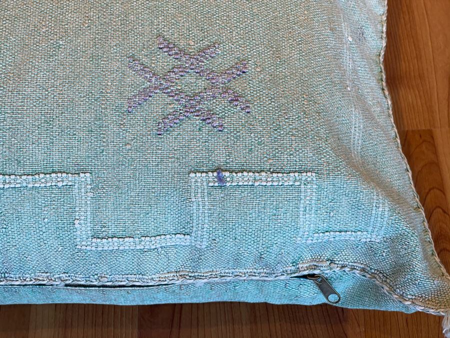 Large Moroccan Handmade Cactus Silk Organic Pillow Retails $225 [Photo 5]