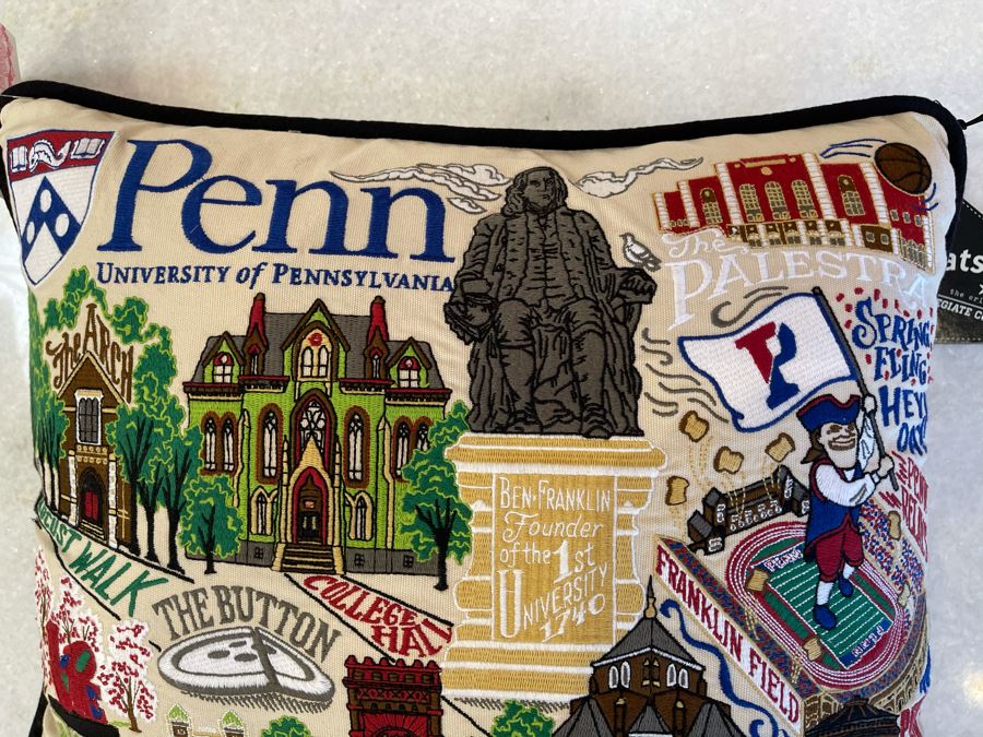 University Of Pennsylvania Collegiate Emroidered Pillow From Catstudio 17' X 13' Retails $192 [Photo 3]