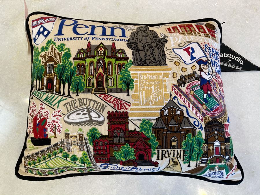 University Of Pennsylvania Collegiate Emroidered Pillow From Catstudio 17' X 13' Retails $192 [Photo 2]