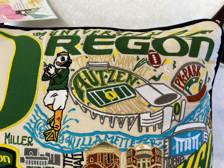 University Of Oregon Collegiate Emroidered Pillow From Catstudio 17' X 13' Retails $192 [Photo 3]