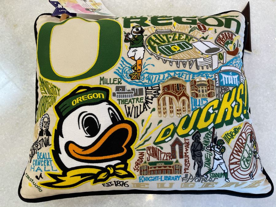 University Of Oregon Collegiate Emroidered Pillow From Catstudio 17' X 13' Retails $192