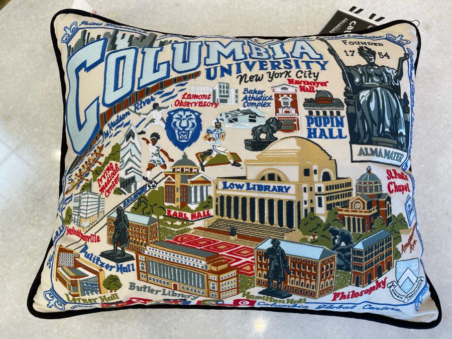 Columbia University New York City Collegiate Emroidered Pillow From Catstudio 17' X 13' Retails $192 [Photo 2]