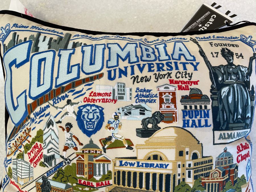 Columbia University New York City Collegiate Emroidered Pillow From Catstudio 17' X 13' Retails $192 [Photo 3]