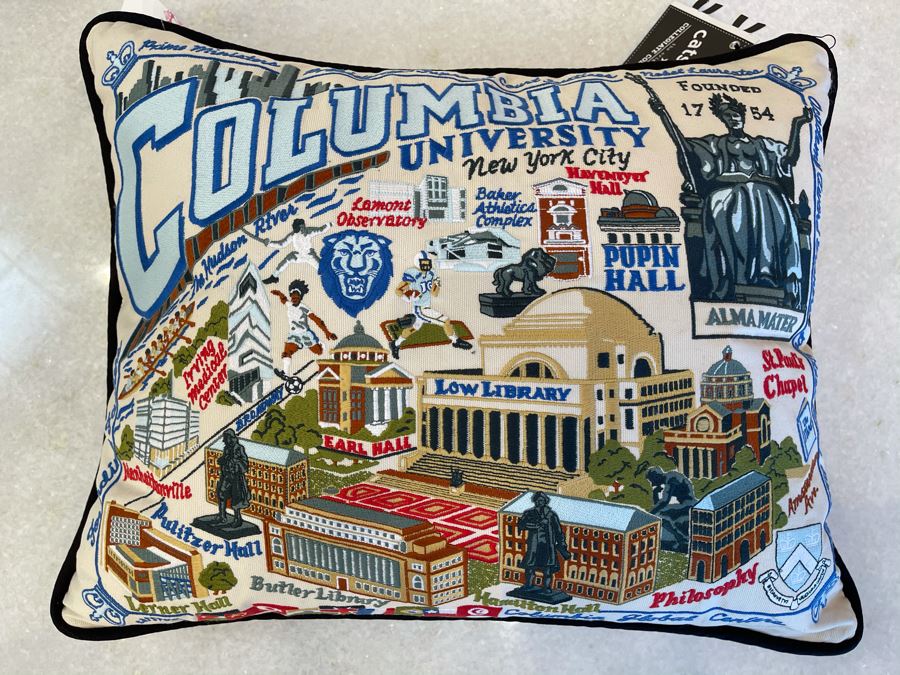 Columbia University New York City Collegiate Emroidered Pillow From Catstudio 17' X 13' Retails $192