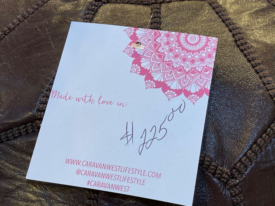 Moroccan Leather Pouf Ottoman Footstool In Brown Apx 22'W X 13'H Retails $225 [Photo 4]