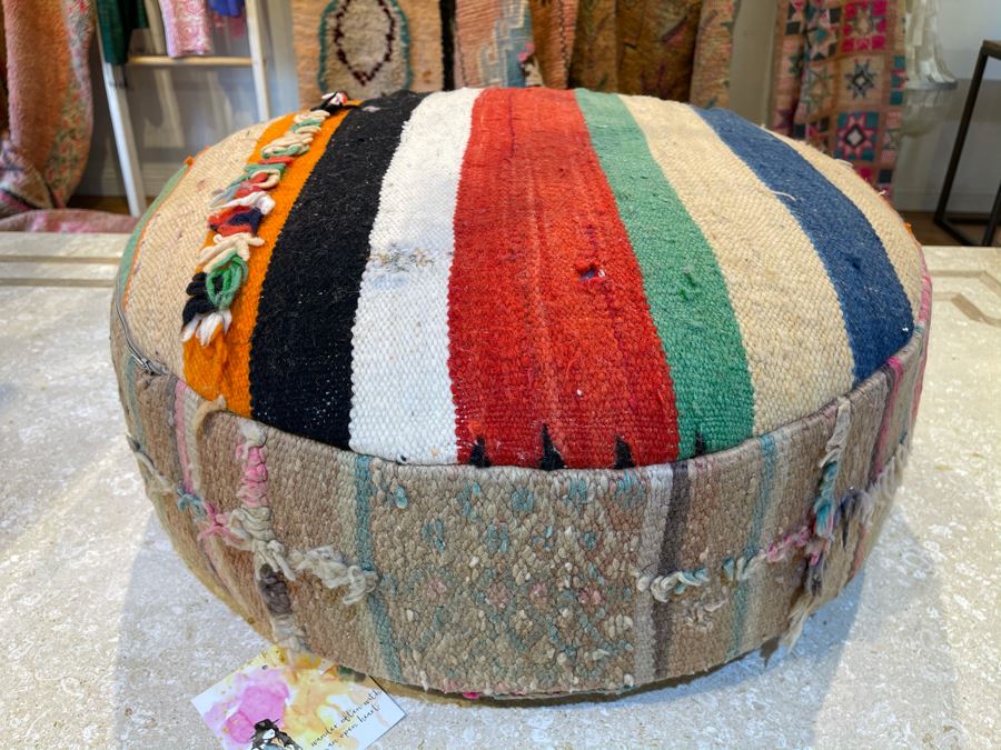 Boho Cotton Ottoman Footstool 28'W X 12'H Retails $340 [Photo 2]