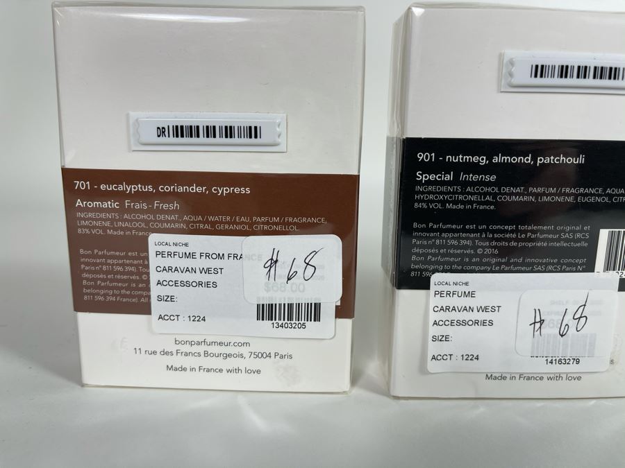 Bon Parfumeur Paris France Perfume 30ml  (1) 701 - Eucalyptus, Coriander, Cypress, (1) 901 - Nutmeg, Almond, Patchouli, (1) 902 - Armagnac, Blond Tobacco, Cinnamon - Total Retail Value $204 [Photo 4]