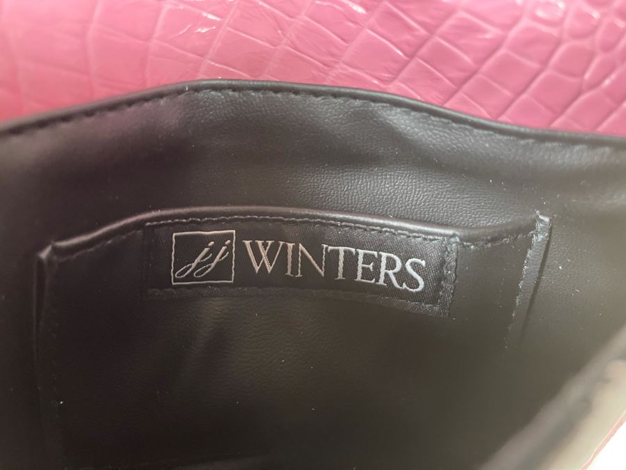 New JJ Winters Leather Faux Crocodile Handbag Pink Retails $95 [Photo 3]