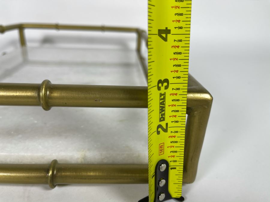 Hollywood Regency Brass And Marble Serving Tray 18' X 12'D X 2.75'H Retails $145 [Photo 9]