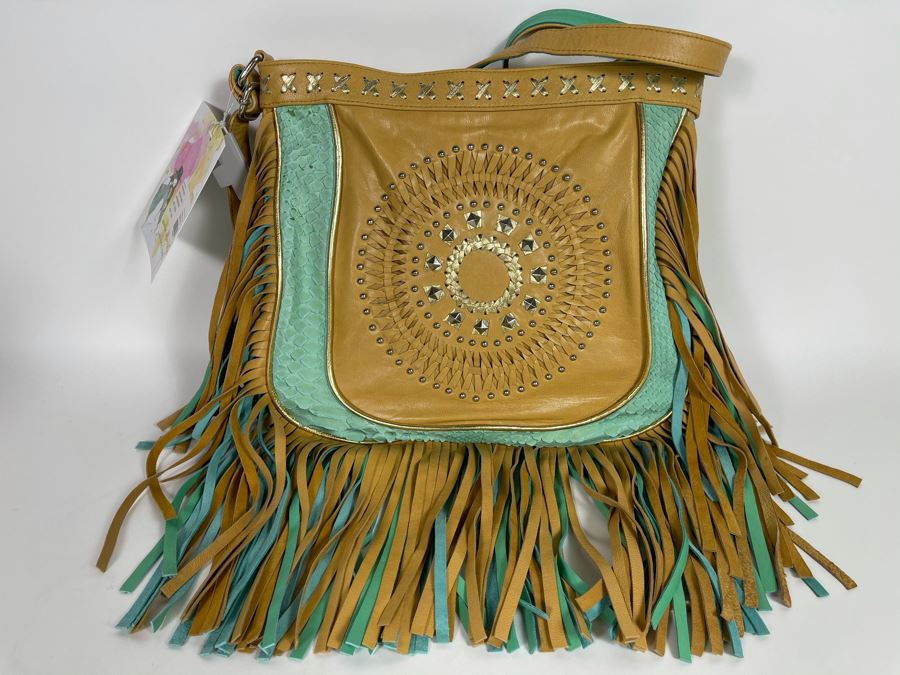 New Hobo Fringe Leather Australian Handbag By Lokoa 12'W X 11'H Retails $250 [Photo 2]