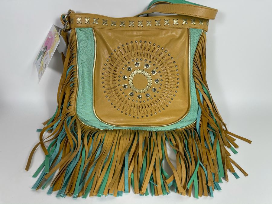 New Hobo Fringe Leather Australian Handbag By Lokoa 12'W X 11'H Retails $250 [Photo 1]