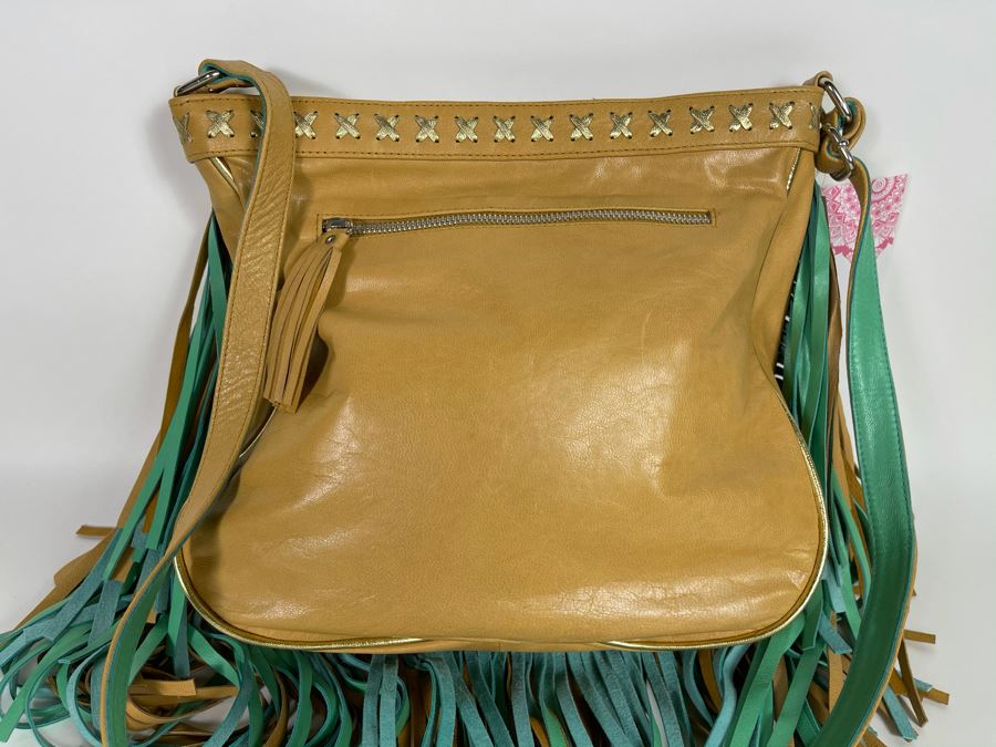 New Hobo Fringe Leather Australian Handbag By Lokoa 12'W X 11'H Retails $250 [Photo 6]