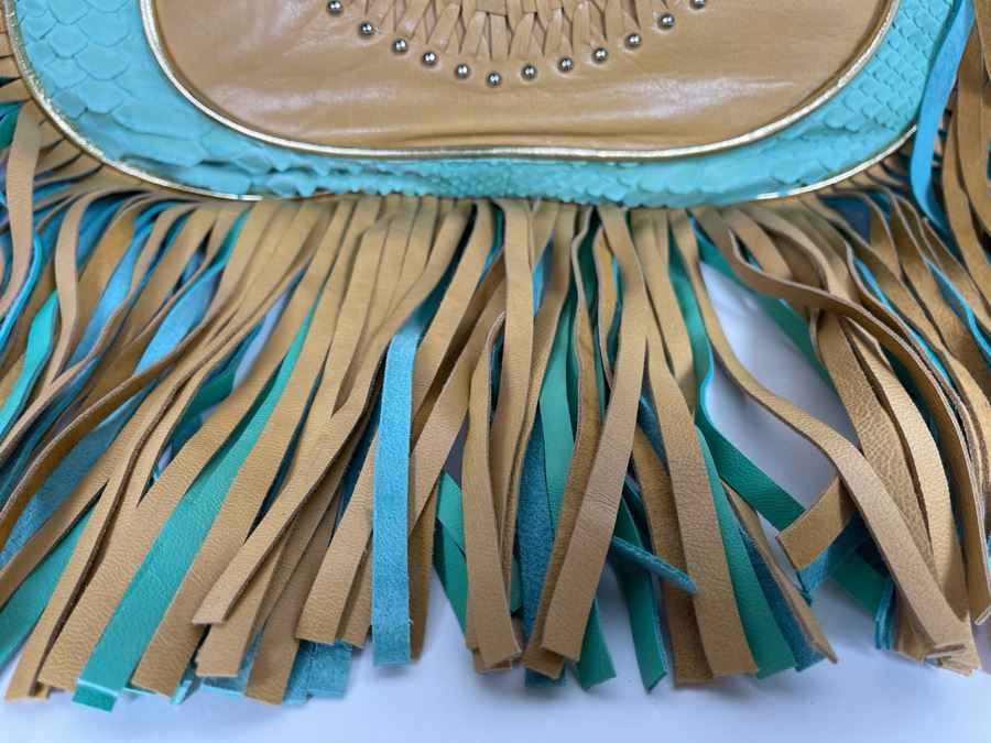 New Hobo Fringe Leather Australian Handbag By Lokoa 12'W X 11'H Retails $250 [Photo 4]