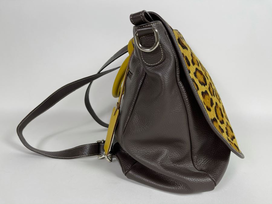 New Claudia Firenze Leather Leopard Pattern Handbag 14'W X 12'H Retails $375 [Photo 3]