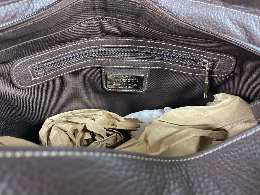 New Claudia Firenze Leather Leopard Pattern Handbag 14'W X 12'H Retails $375 [Photo 9]