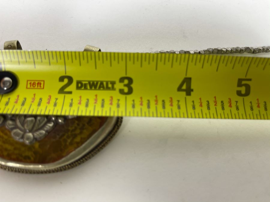 Natural Stone Base Metal Pendant Statement Necklace 24'L Retails $225 [Photo 7]