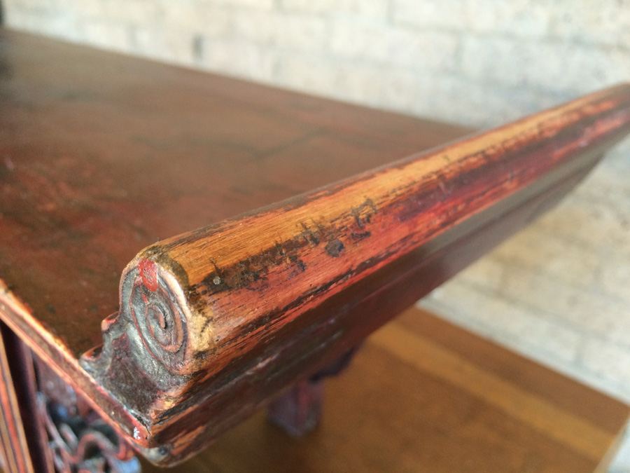 Antique Chinese Alter Prayer Table Carved Wood [Photo 4]