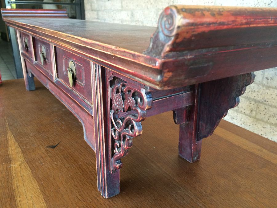 Antique Chinese Alter Prayer Table Carved Wood [Photo 3]