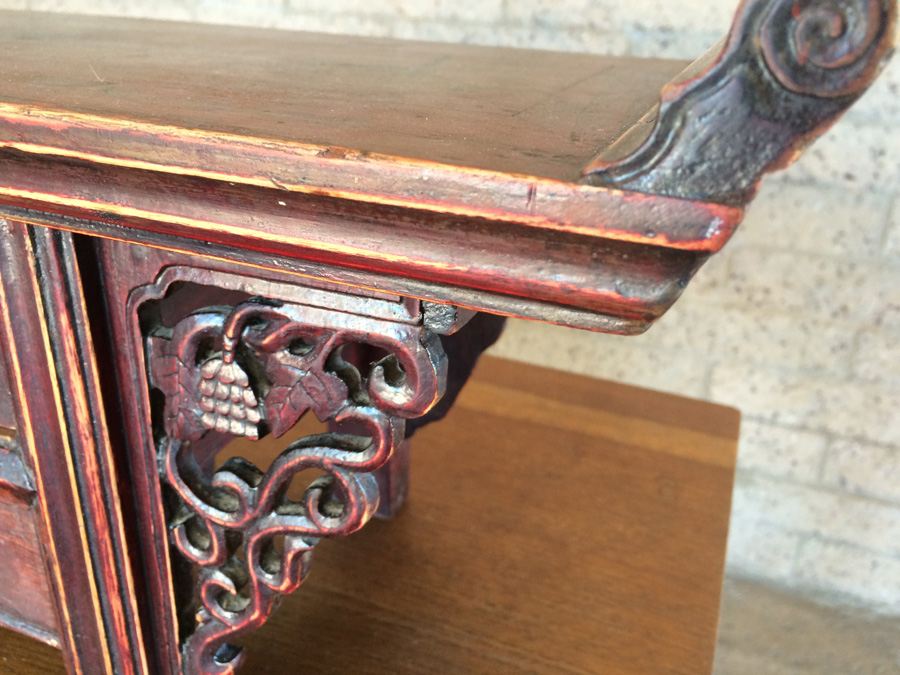 Antique Chinese Alter Prayer Table Carved Wood [Photo 5]