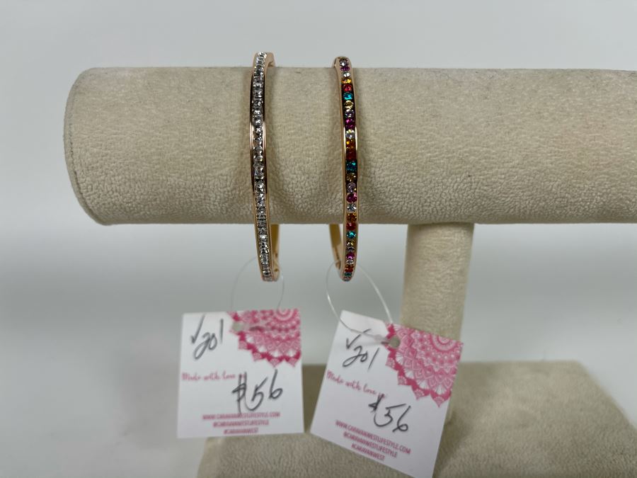 Pair Of 14K Gold PLATED Crystal Bracelets Retails $112 [Photo 4]