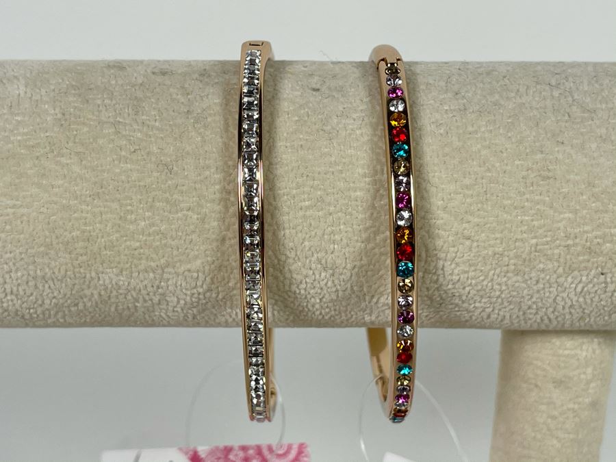 Pair Of 14K Gold PLATED Crystal Bracelets Retails $112 [Photo 6]