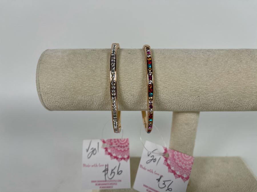 Pair Of 14K Gold PLATED Crystal Bracelets Retails $112 [Photo 5]