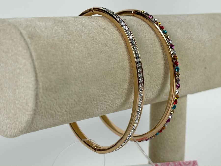 Pair Of 14K Gold PLATED Crystal Bracelets Retails $112 [Photo 3]
