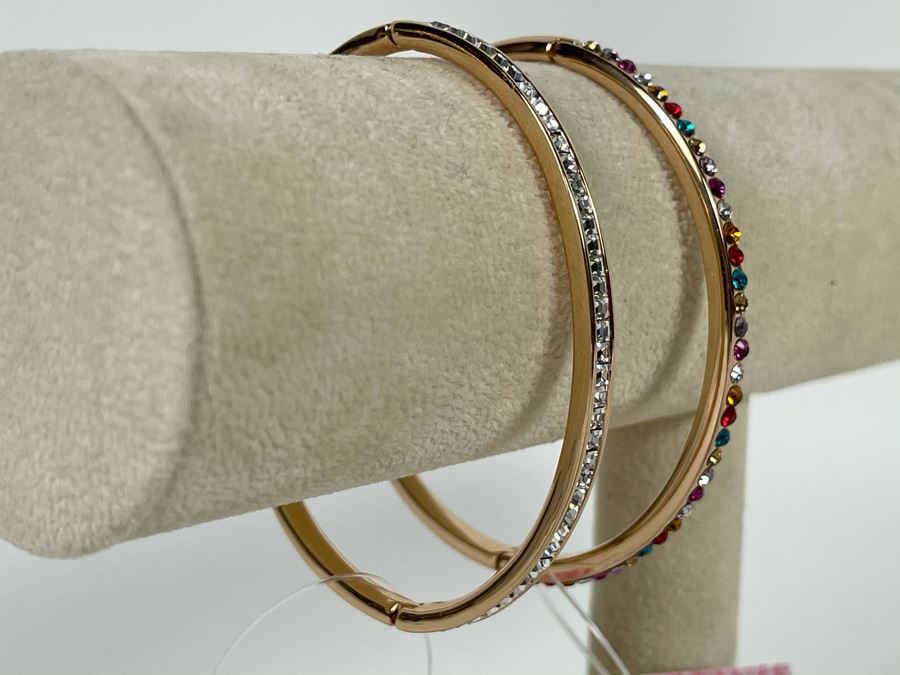 Pair Of 14K Gold PLATED Crystal Bracelets Retails $112 [Photo 2]